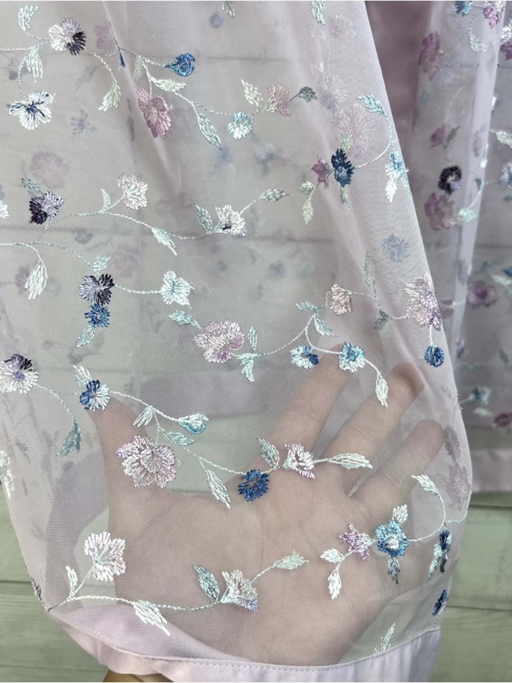 Lavender Purple Sheer Floral Embroidered Robe Fairy Whimsical Size M/L Boho - Picture 7 of 10